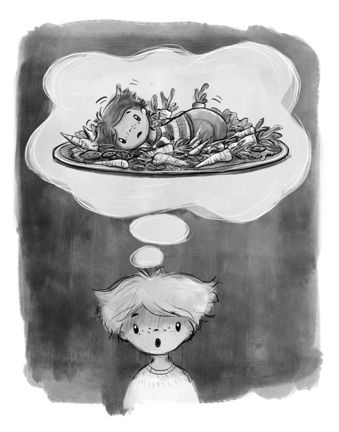 Illustration für "Drachenangst und Menschenmut" von Wiebke Tillenburg: Drachenfutter?! (c) Esther Wagner